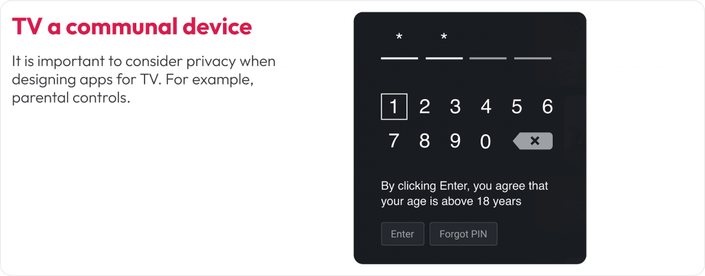 Privacy while designing apps for TV