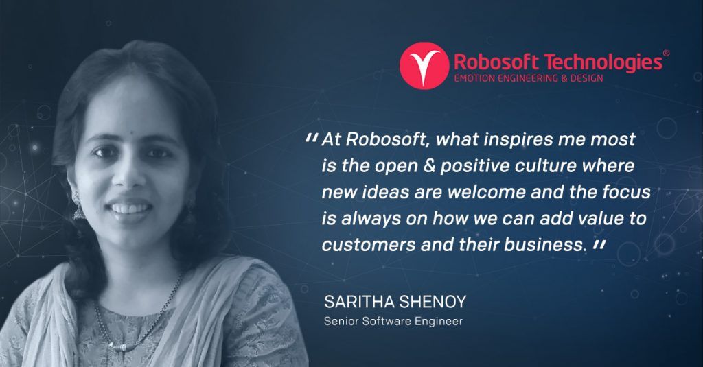 Saritha Shenoy, Senior Software Engineer at Robosoft Technologies Saritha Shenoy, Senior Software Engineer at Robosoft Technologies