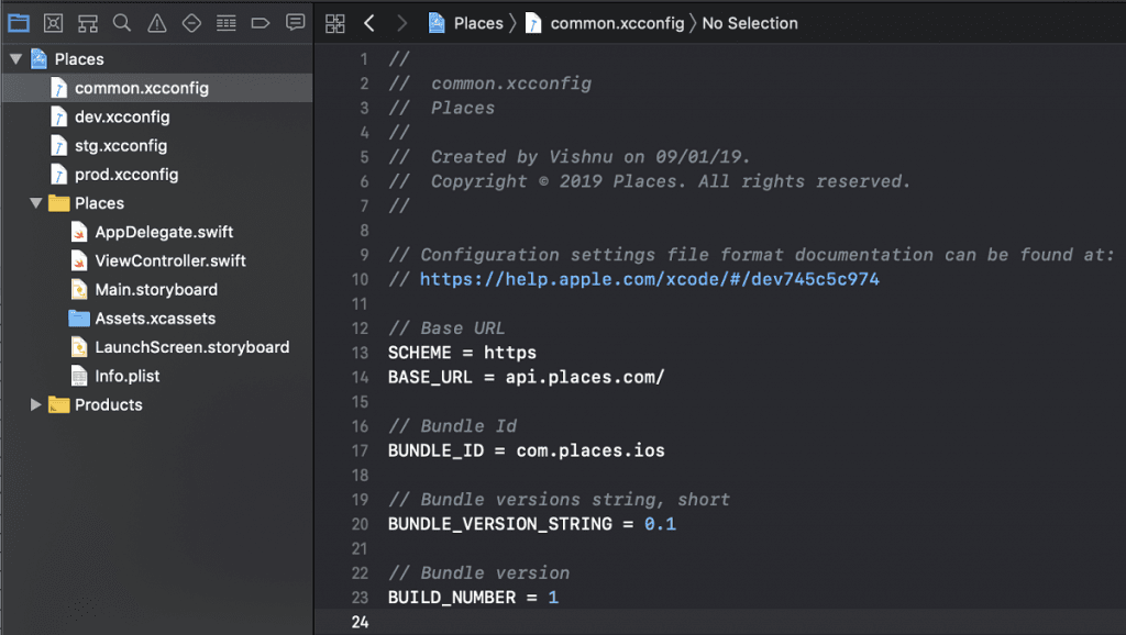 Add common.xcconfig by following previous steps. Add common.xcconfig by following previous steps.